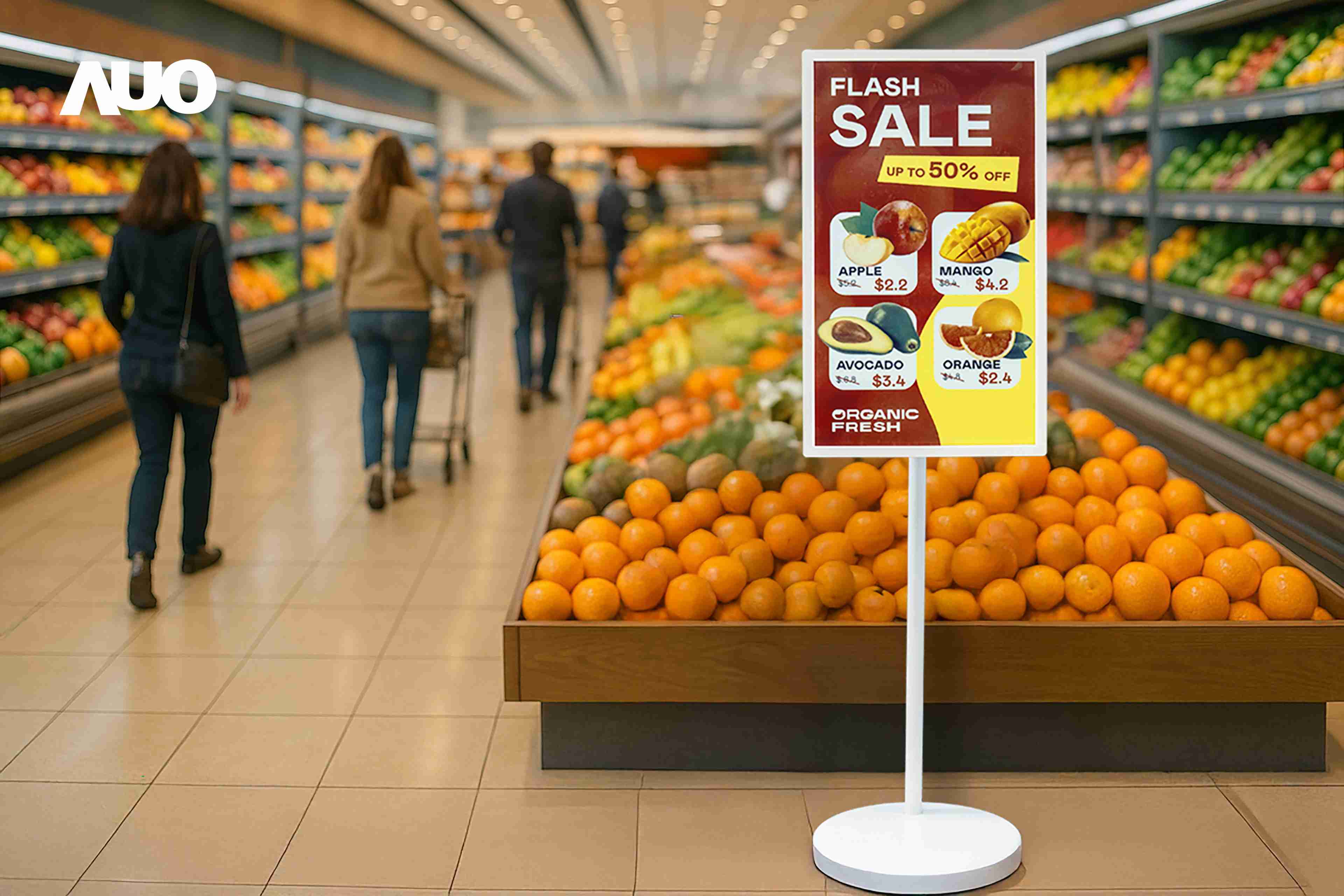 达擎首亮相低功耗、、、全彩的〝aecoPost电子纸解决方案〞，，，仅在更新画面时需要微量的电力驱动，，无需布建电线的便捷设计，，，使其可灵活应用、、、、随意置放，，，并可透过云端或行动装置app，，，，轻松管理及排程广告内容，，，，晋升店头营销利器。。。