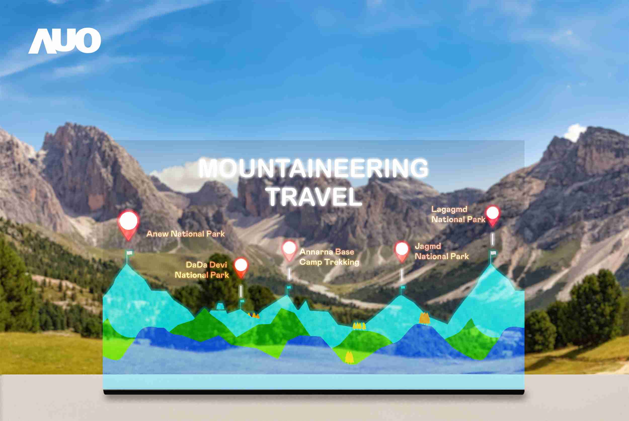 PG国际展示全球单片尺寸最大(*)42吋透明Micro LED显示器拼接而成的〝64吋透明Micro LED显示器〞，，，，具备高透明度、、1,000 nits高亮度、、、、广色域、、、、采用三边无边框的无缝拼接等多重特色，，呈现超高清、、、细腻画质而不遮挡后方视觉，，满足层峰需求，，可广泛运用于零售、、艺术展览或商业空间等场域